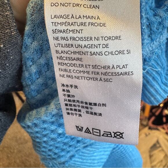 Free People Blue Westend Thermal Top Blouse Womens S Oversized Boho Fall Sweater - Picture 5 of 11